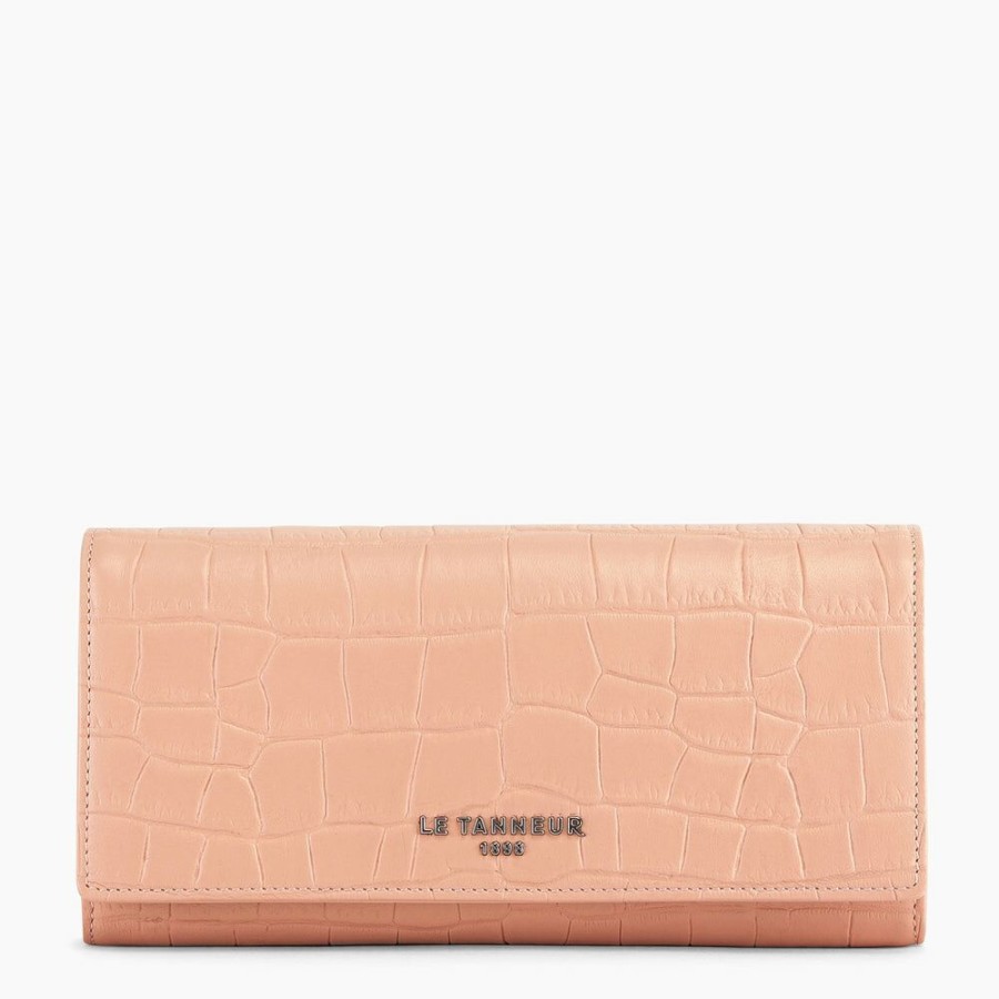 Femme le tanneur Portefeuilles | Compagnon Emilie En Cuir Effet Croco Rose