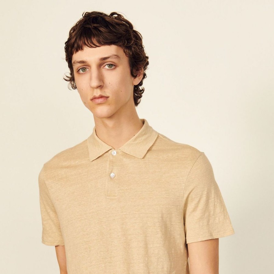 Homme sandro T-Shirts | Polo En Lin Beige