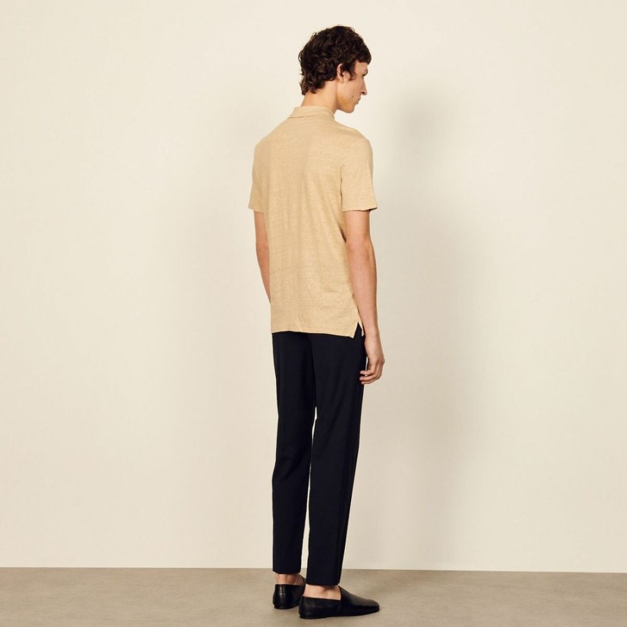 Homme sandro T-Shirts | Polo En Lin Beige