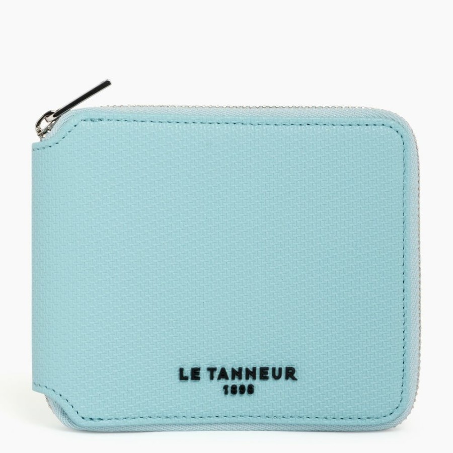 Homme le tanneur Petite Maroquinerie | Porte Monnaie Zip En L Emile En Cuir Monogramme Bleu