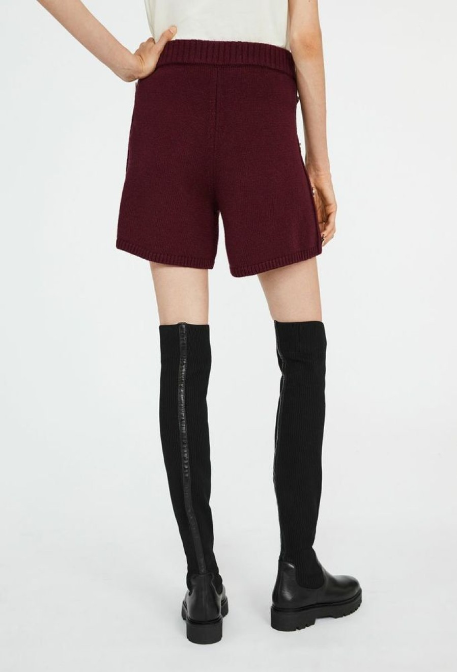 Femme claudie pierlot Robes & Jupes | Short Taille Haute Boutonne Bordeaux