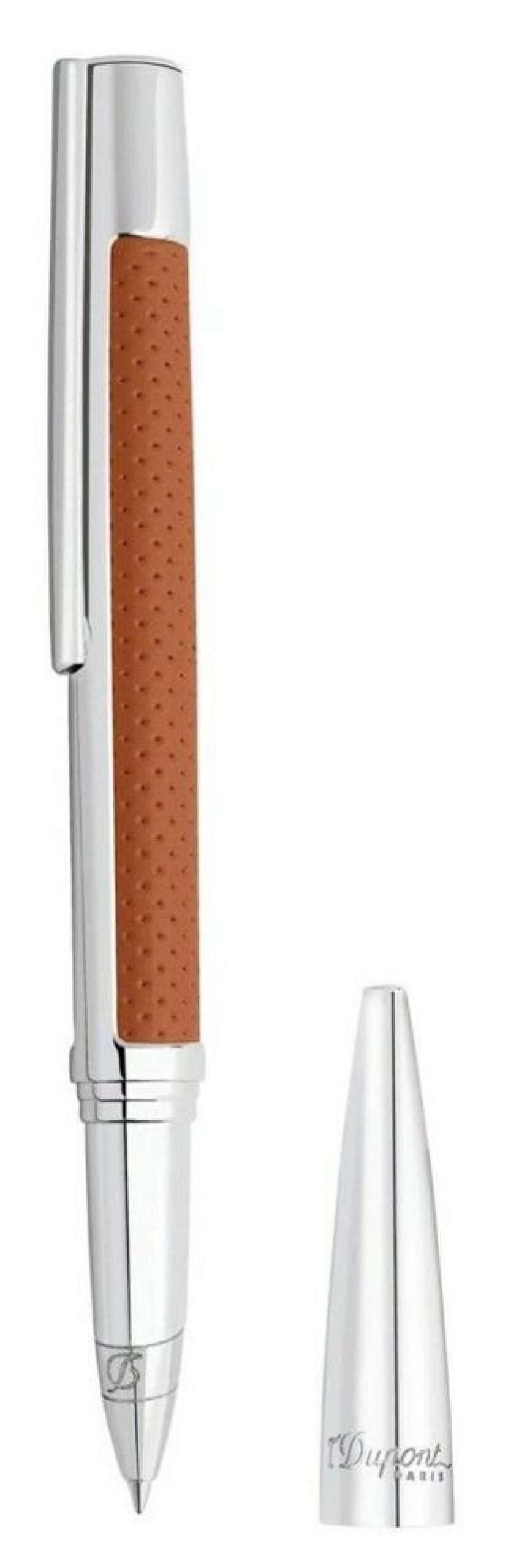 Homme s.t. dupont Stylos | Gamme Defi - Stylo Roller Defi Cuir Perfore Marron