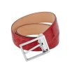 Homme s.t. dupont Ceintures | Ceinture En Crocodile Exotique Et Finition Palladium 35Mm Rouge