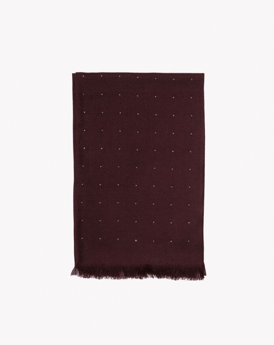 Femme eric bompard Echarpes & Foulards | Echarpe Voile De Cachemire Strass 150 Cm X 50 Cm - Accessoires - Azuki Bordeaux