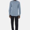 Homme boggi milano Costumes | Chemise A Rayures Es En Nylon Extensible Slim Fit Bleu