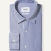 Homme figaret Chemises | Chemise Ajustee En Popeline Rayee Marine Bleu