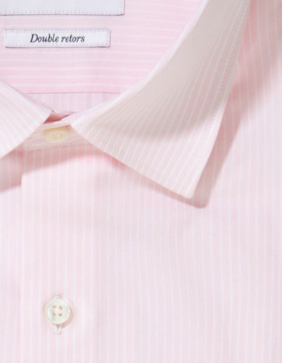 Homme figaret Chemises | Chemise Contemporaine En Popeline Rayee Rose