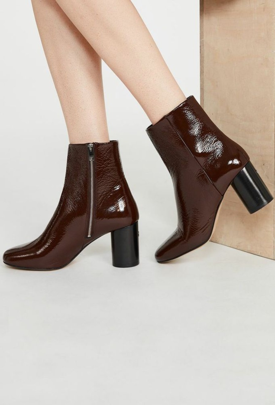 Femme claudie pierlot Bottines & Boots | Bottines Cuir Vernis Bordeaux