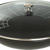 Maison staub Cuisine | Wok Avec Couvercle En Verre 37 Cm, Fonte, Second Choix Noir