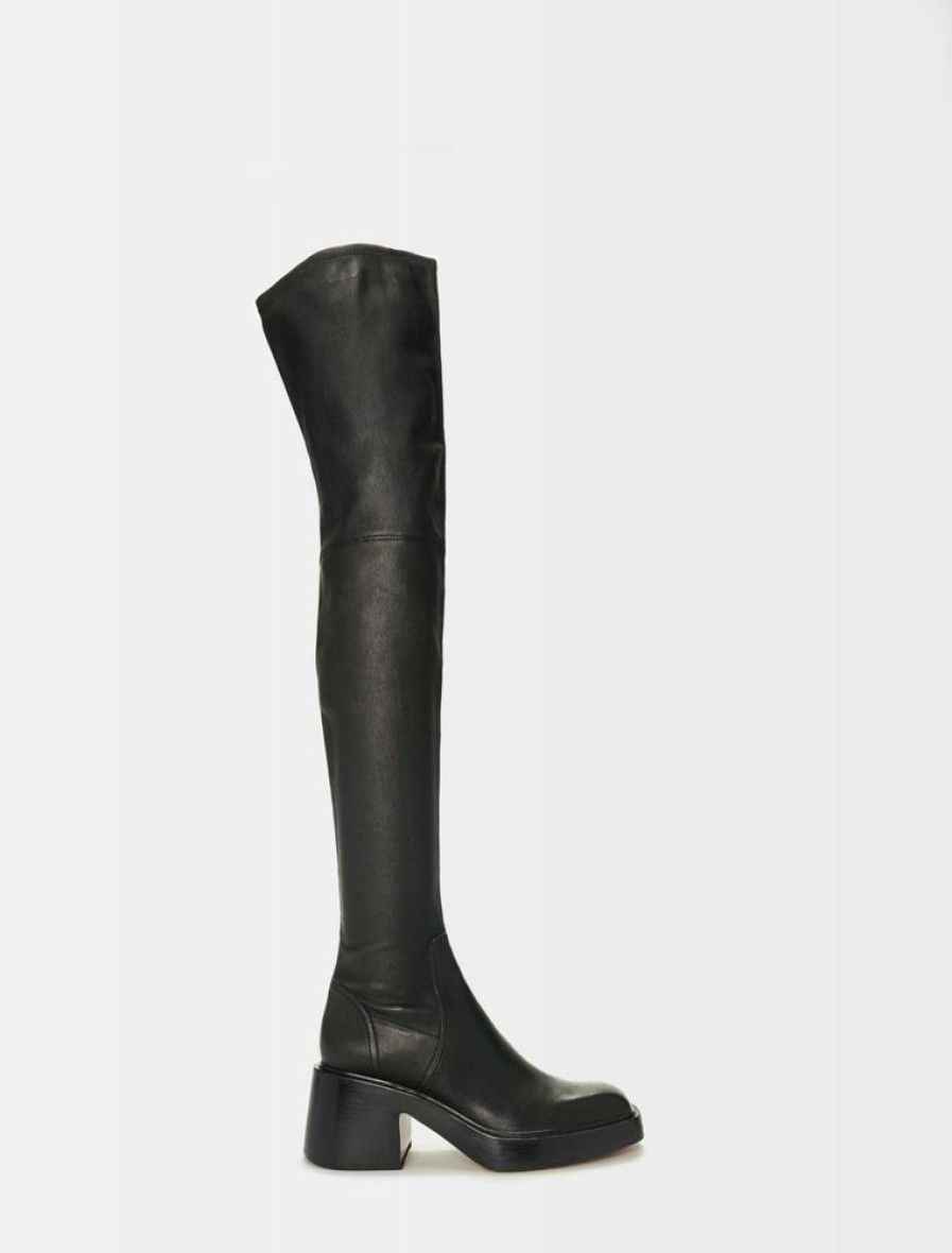 Femme maje Bottes | Cuissardes A Talons En Cuir Noir