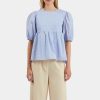 Femme galeries lafayette Chemises & Blouses | Blouse Evasee Bahny 9281 En Coton - Minimum Bleu