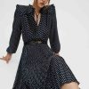 Femme maje Robes & Jupes | Robe En Satin Plisse Mini Pois Clover Noir