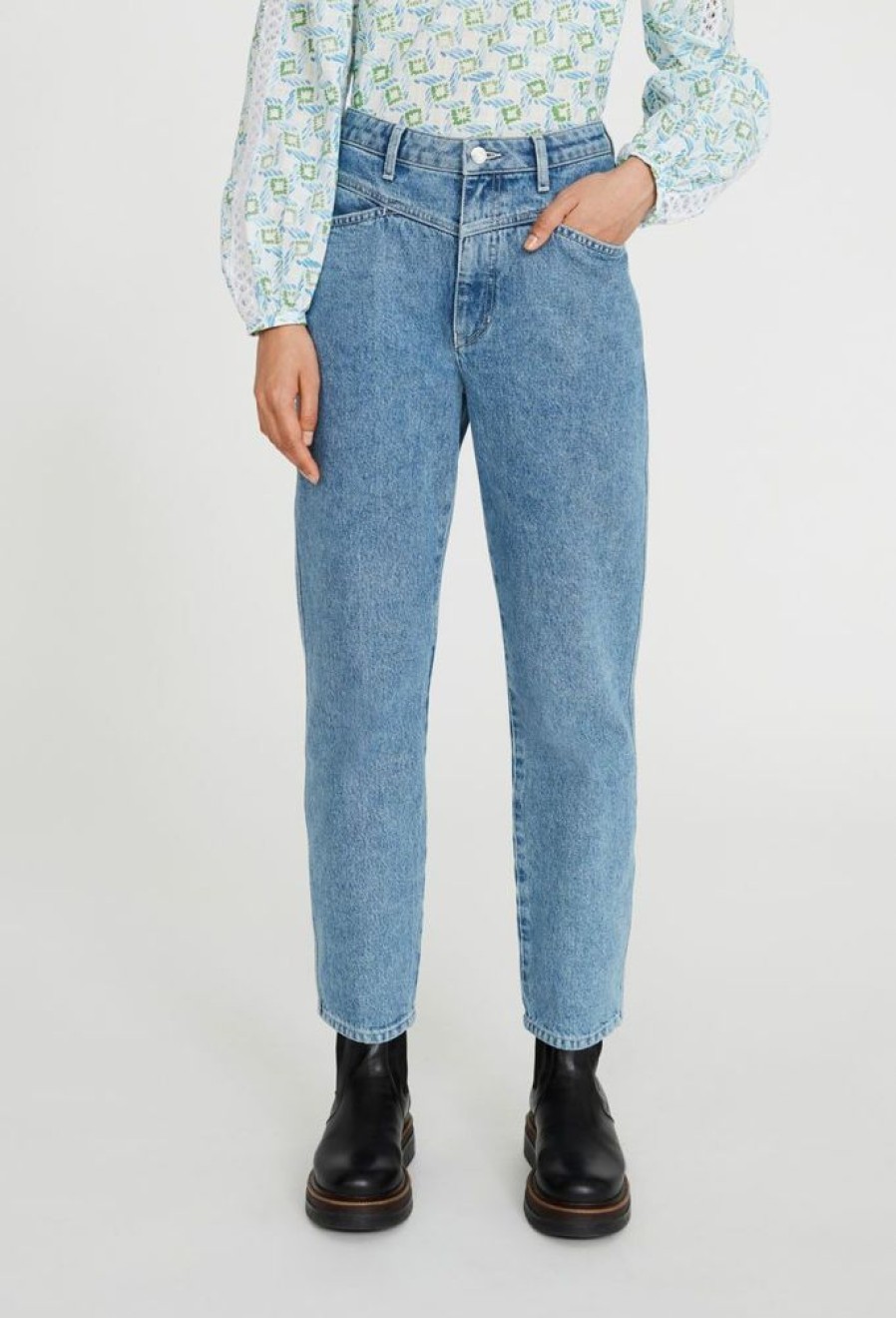 Femme claudie pierlot Pantalons | Jean Mom Denim Clair Bleu