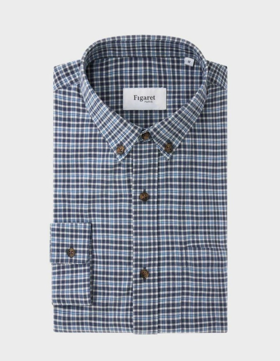 Homme figaret Chemises | Chemise Gabriel A Carreaux S Bleu