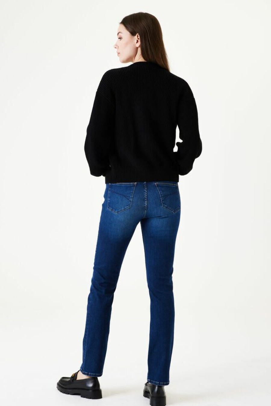 Femme garcia Pantalons | Jeans Taille Haute - Straight/Coupe Droite Bleu