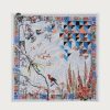 Femme eric bompard Echarpes & Foulards | Carre Soie Imprime Orchidees Sauvages 90 Cm X 90 Cm - Accessoires Ciel Bleu