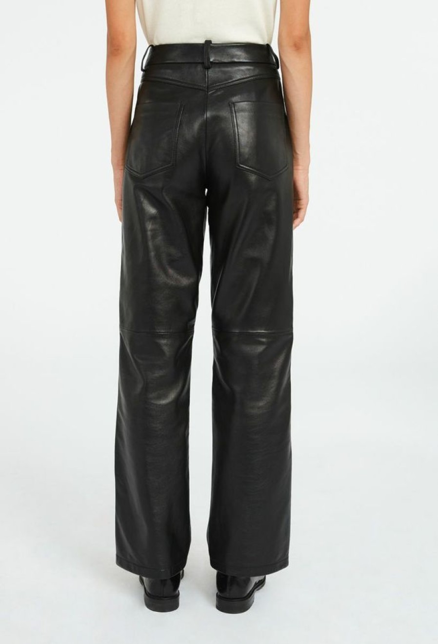 Femme claudie pierlot Pantalons | Pantalon Cuir Noir