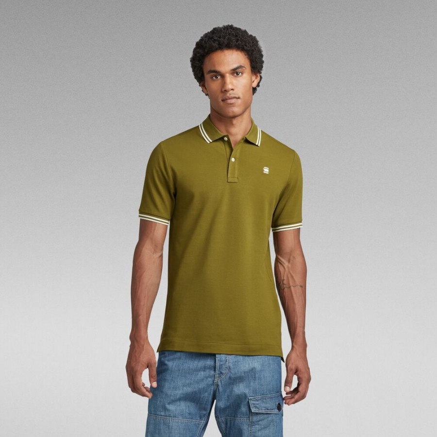 Homme g-star T-Shirts | Polo Dunda Slim Stripe Vert