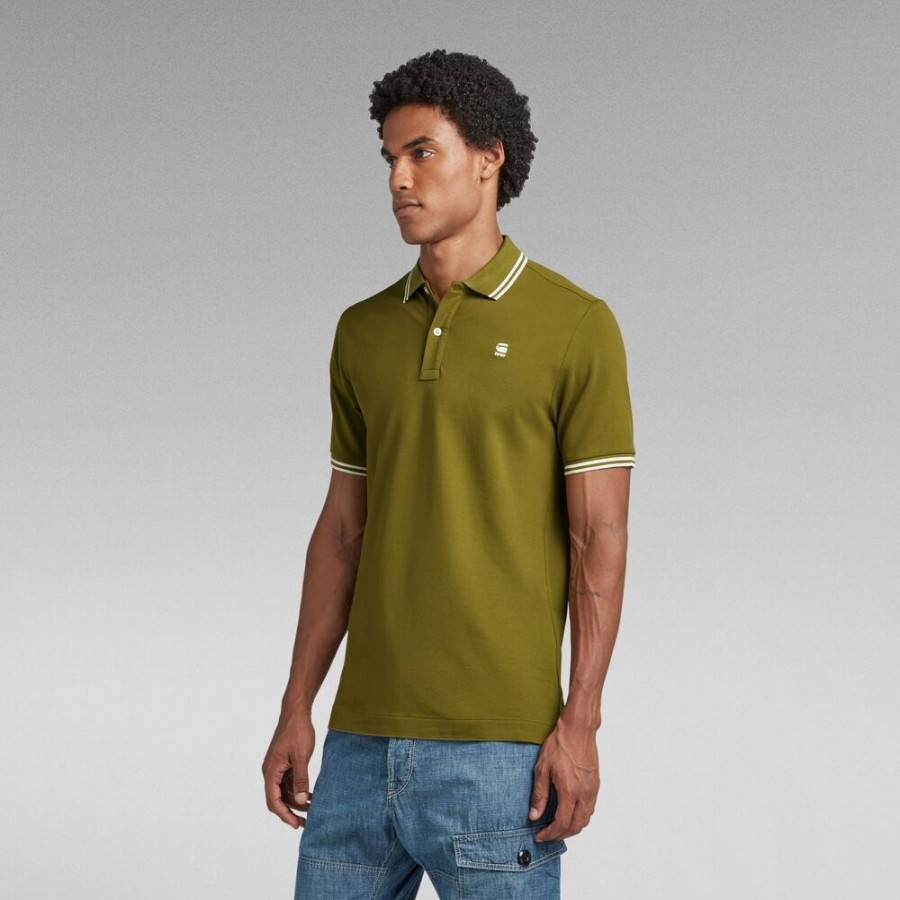 Homme g-star T-Shirts | Polo Dunda Slim Stripe Vert