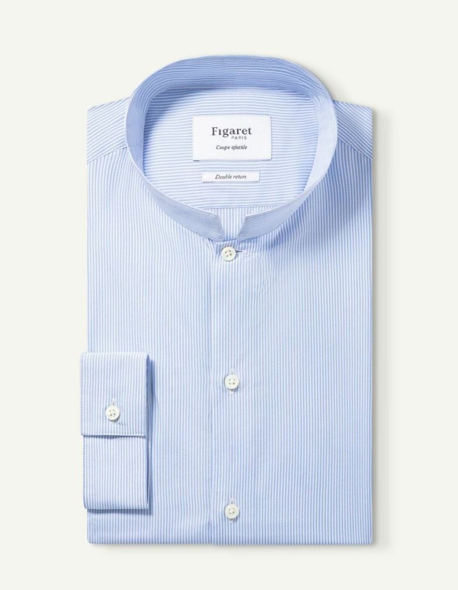 Homme figaret Chemises | Chemise Ajustee Rayee E Bleu