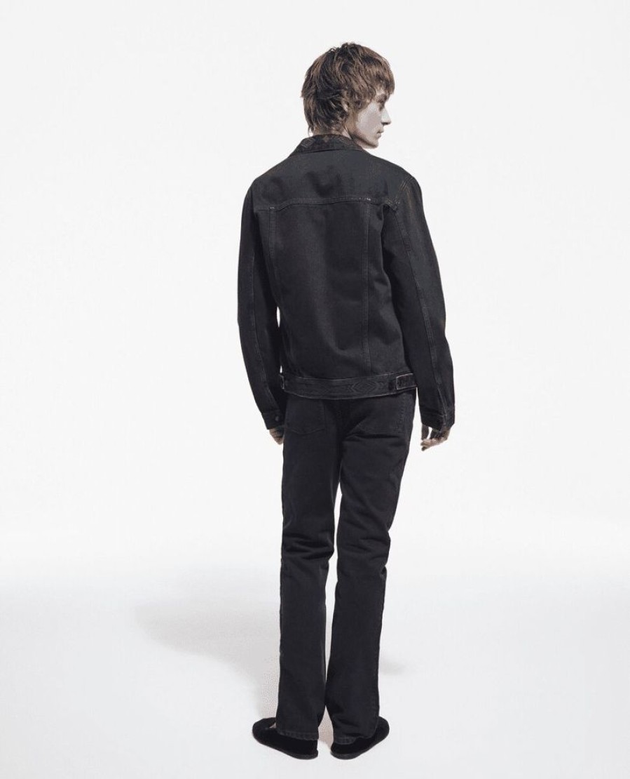 Homme the kooples Manteaux & Vestes | Blouson En Denim Delave Et Broderie Noir