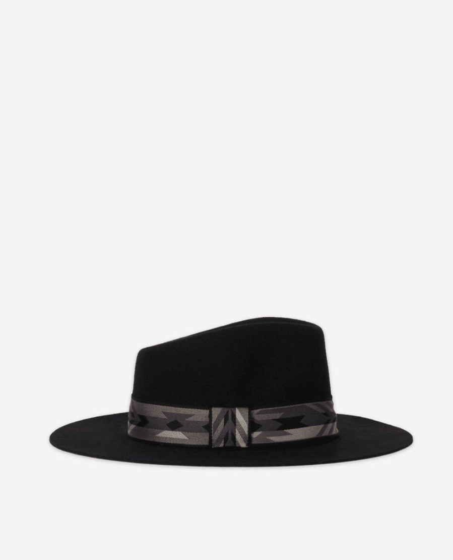 Femme the kooples Casquettes, Chapeaux & Bonnets | Chapeau En Laine Avec Galon Tisse Noir