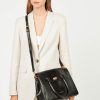 Femme lancaster Sacs | Sac A Main A Rabat Avec Fermoir Exotic Lezard & Croco Noir