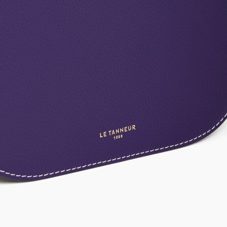 Femme le tanneur Sacs | Sac Bandouliere Moyen Modele Gisele En Cuir Graine Violet