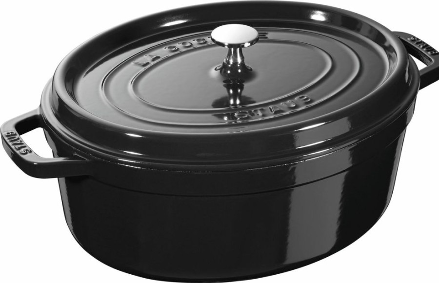 Maison staub Cuisine | Cocotte Second Choix 31 Cm, Ovale, Brillant, Fonte Noir