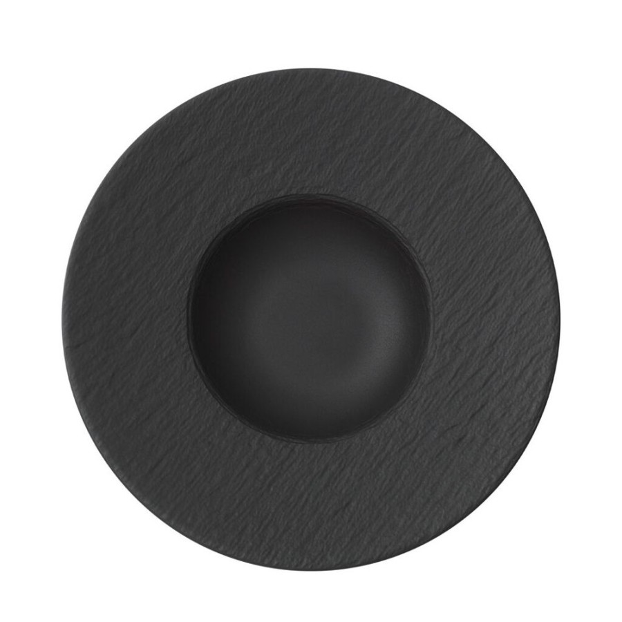 Maison villeroy & boch Art De La Table | Manufacture Rock - Assiette A Pates Ronde Et E En Porcelaine Haut De Gamme Noir