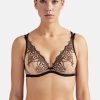 Femme aubade Soutien-Gorges | Soutien-Gorge Triangle Avec Armatures Coeurs Enlaces Noir