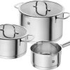 Maison zwilling Cuisine | Ensemble De Casseroles 3-Pcs, Acier Inoxydable Gris