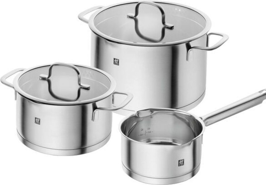 Maison zwilling Cuisine | Ensemble De Casseroles 3-Pcs, Acier Inoxydable Gris