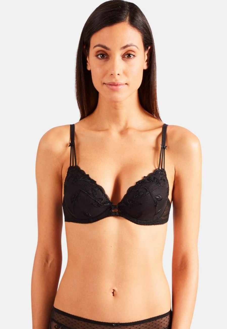 Femme aubade Soutien-Gorges | Soutien-Gorge Push-Up Au Bal De Flore Noir