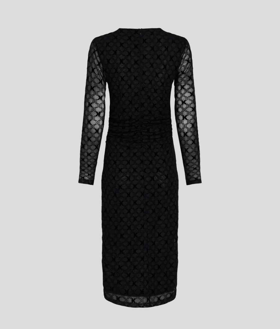 Femme karl lagerfeld Robes & Jupes | Festive Monogram Mesh Dress Noir