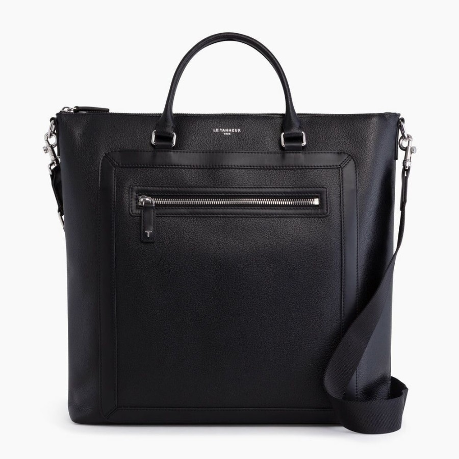 Femme le tanneur Sacs | Sac Cabas Max En Cuir Graine Noir