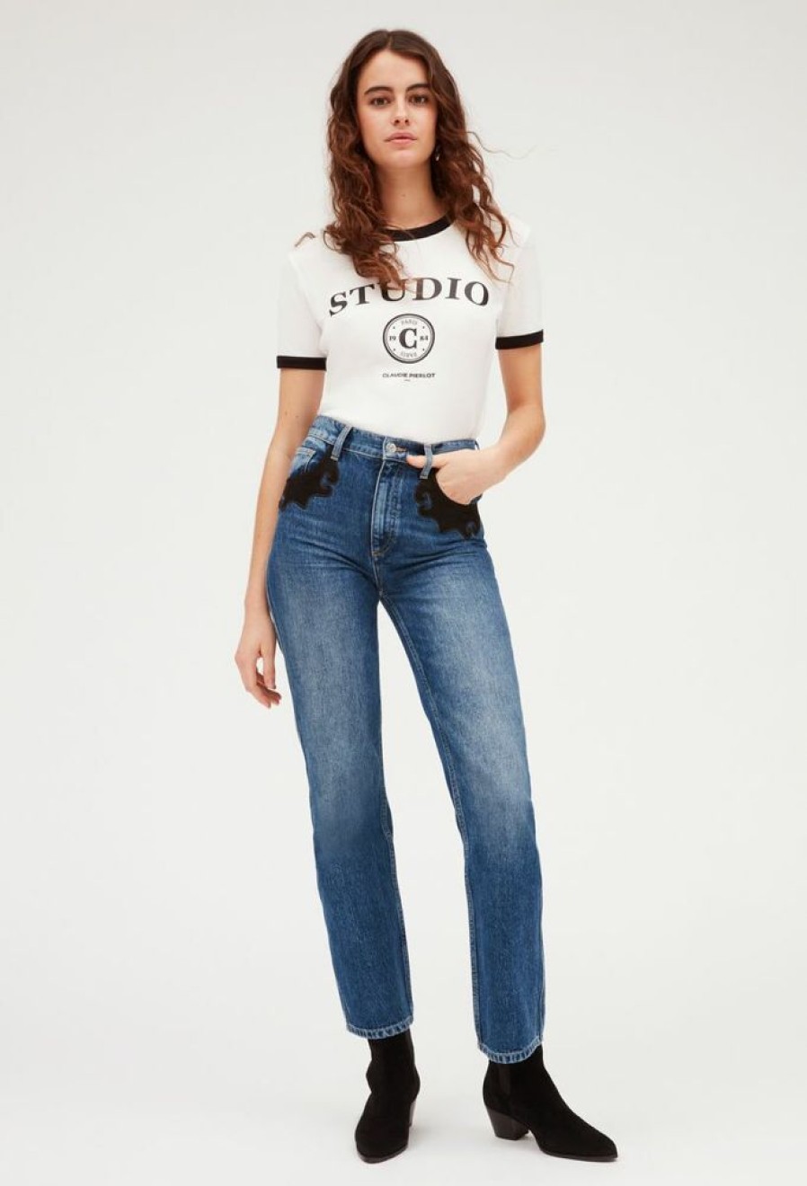 Femme claudie pierlot Pantalons | Jean Mid-Blue Western Bleu