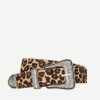 Femme the kooples Ceintures | Ceinture Large En Cuir Leopard Avec Une Boucle Western