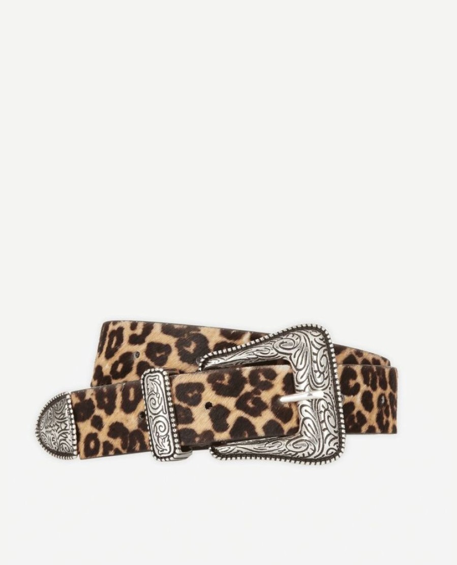 Femme the kooples Ceintures | Ceinture Large En Cuir Leopard Avec Une Boucle Western