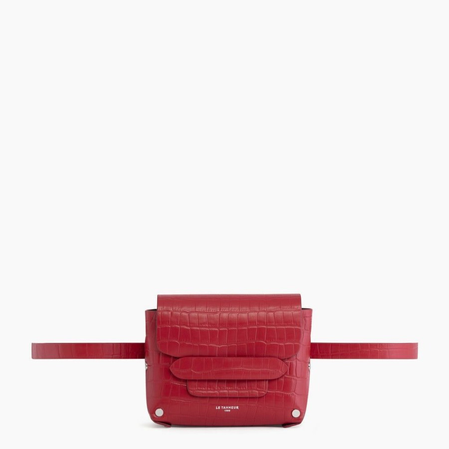 Femme le tanneur Pochettes | Sac Ceinture Justine En Cuir Effet Croco Rouge