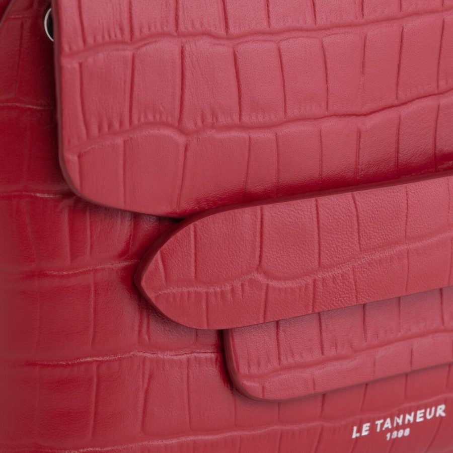 Femme le tanneur Pochettes | Sac Ceinture Justine En Cuir Effet Croco Rouge